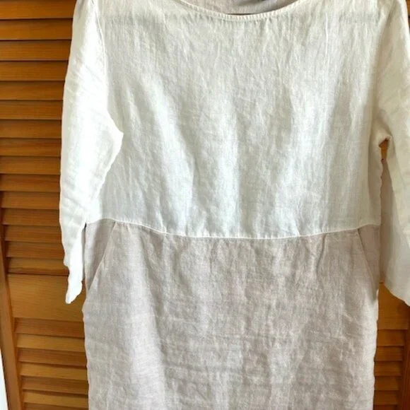 chinese dress ladies Cut-Out Linen Dress TAHITI in White main image 1
